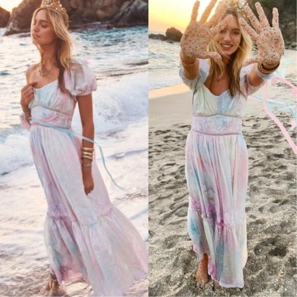 LoveShackFancy Dresses & Skirts - LOVESHACKFANCY Rainbow Fairy Angie Maxi Dress Silk Pastel CottageCore Coquette 0
